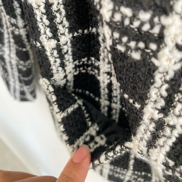 NWT! Banana Republic Boucle Tweed Gingham Black White Jacket Peacoat XS Preppy - Picture 7 of 12
